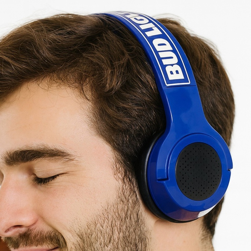 Bud Light Wireless Bluetooth Over Ear Speaker Headphones New Without Box